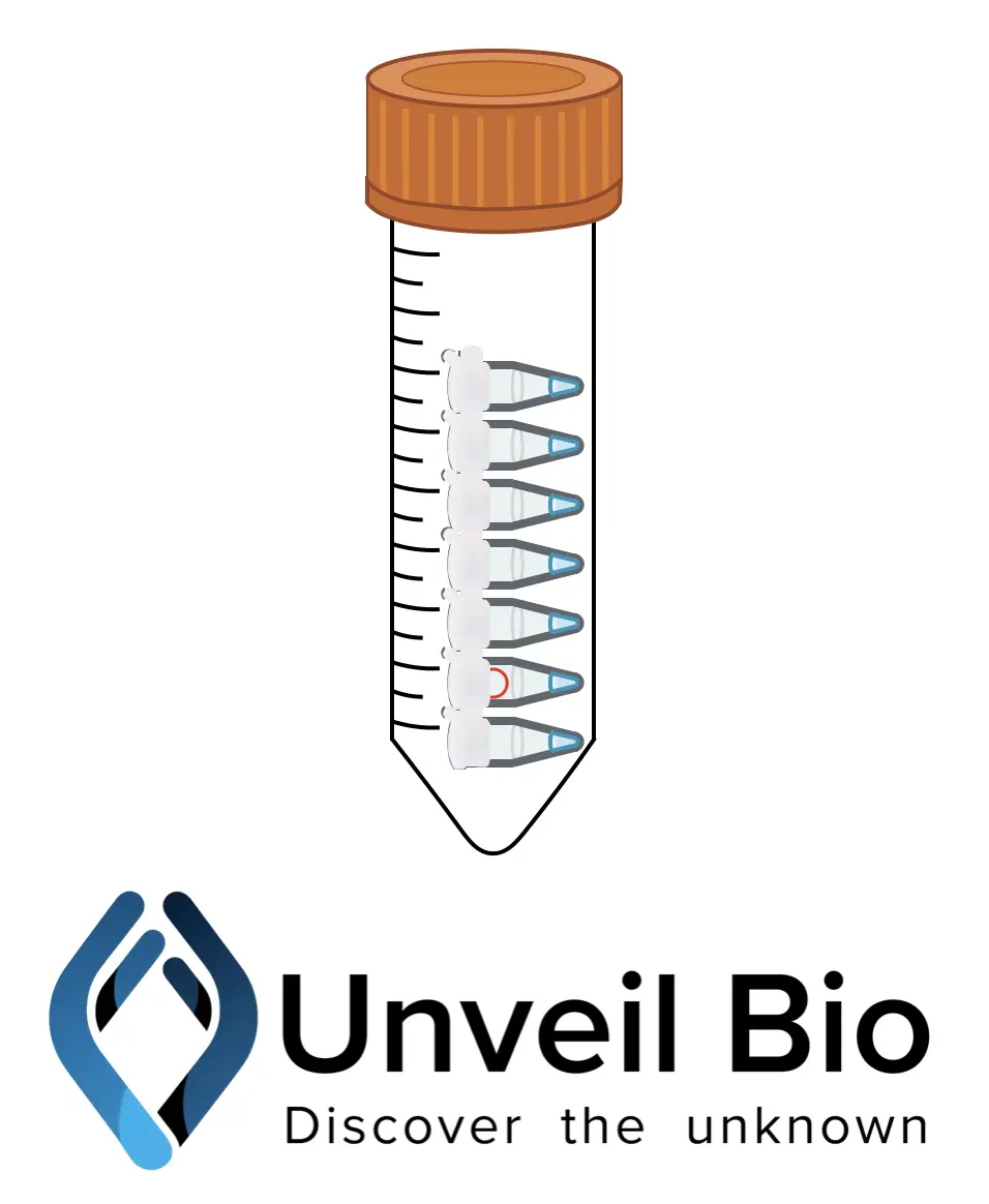 a strip of PCR tubes wrapped in a Falcon tube