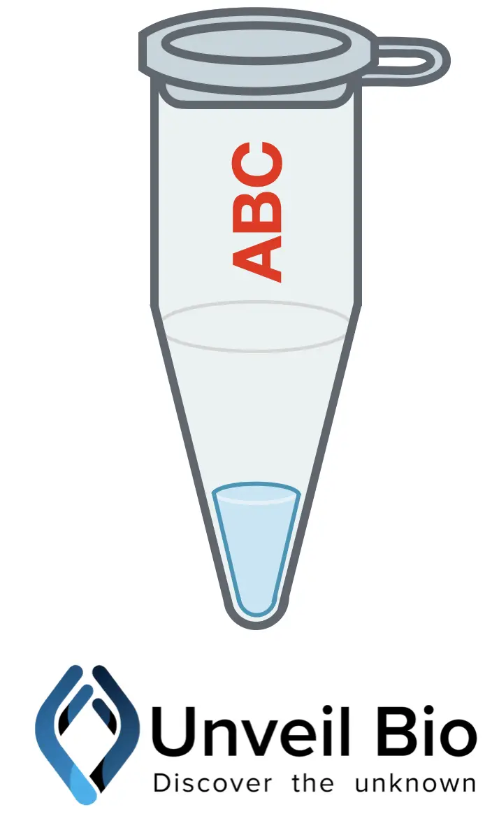 a single PCR tube with ABC written in blue marker on the side